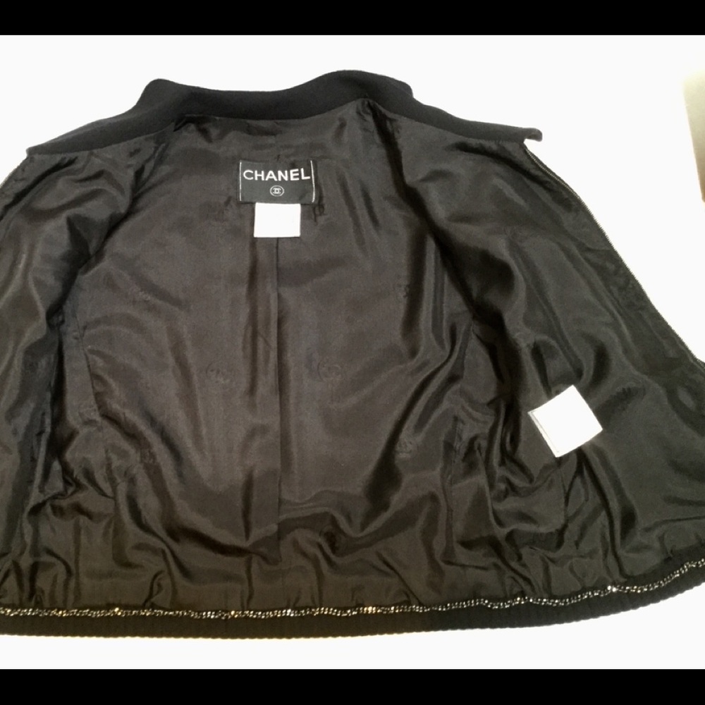 SOLD❤️CHANEL Black wool shorty jacket 36 zip front - Picture 8 of 8